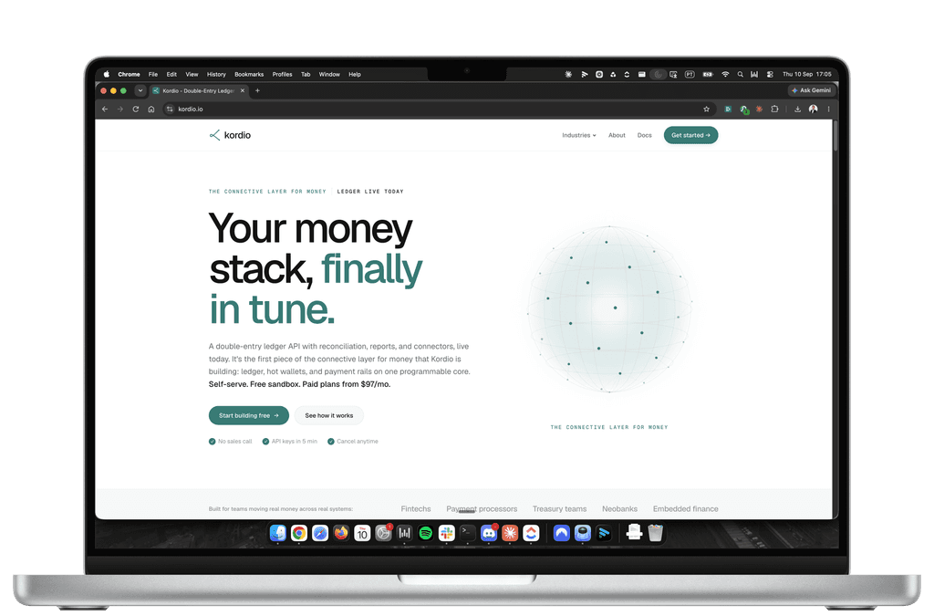 Kordio homepage on a laptop screen